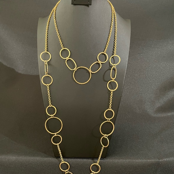 Gold Circle Drops Necklace - Picture 2 of 9